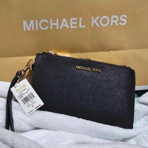 CLOSET PURGE: Michael Kors LG Jet Set Travel Double Zip Wristlet Leather Wallet